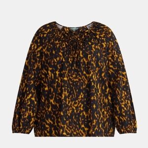 Terra & Sky Black and Brown Animal Print Blouse